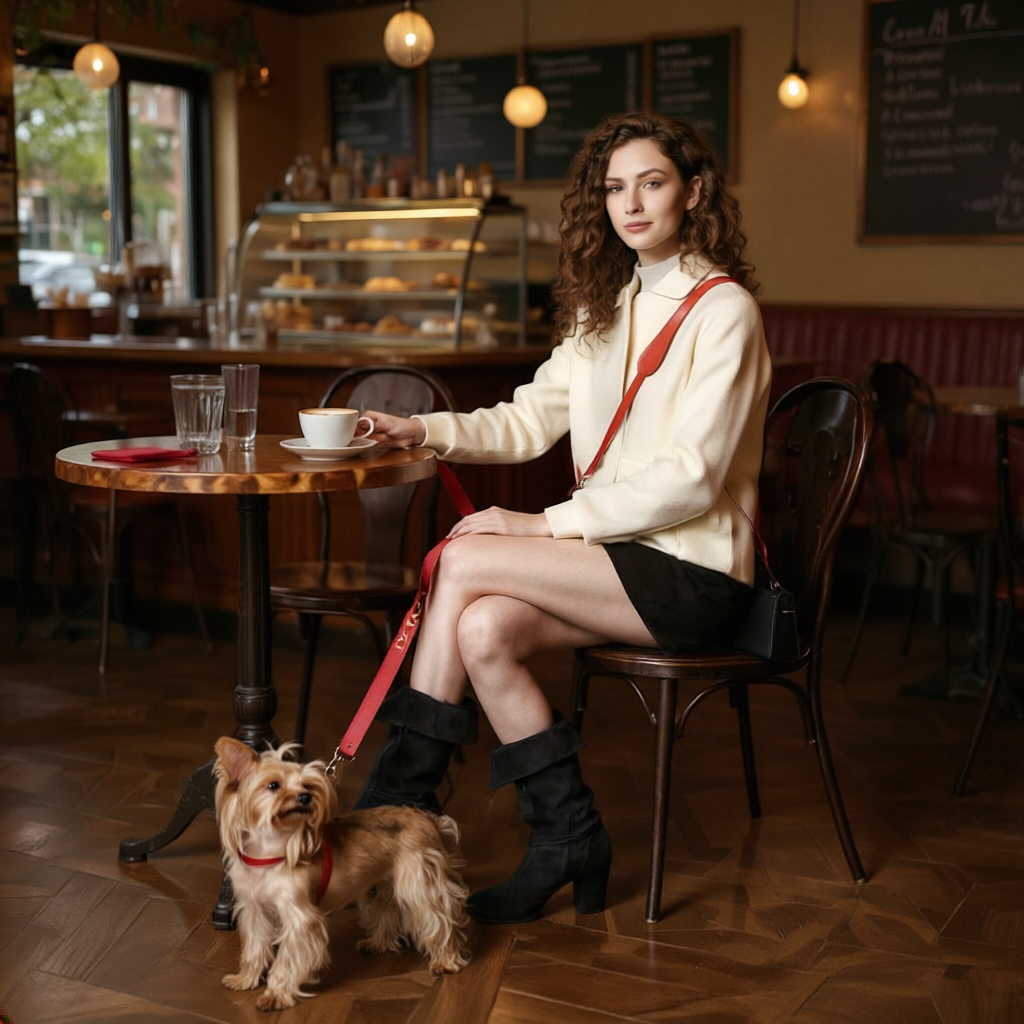 Aesthetic leather Crossbody Dog Leash